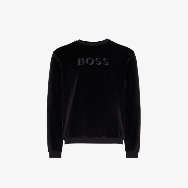 

Толстовка из смесового хлопка с круглым вырезом и фирменной вышивкой Boss, черный