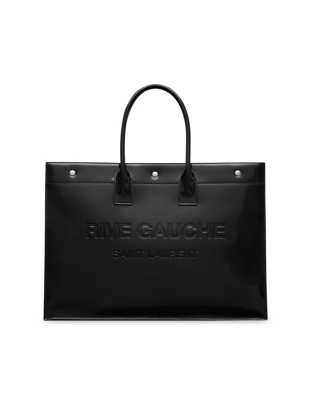 

Большая сумка-тоут Rive Gauche из глянцевой кожи Saint Laurent, черный
