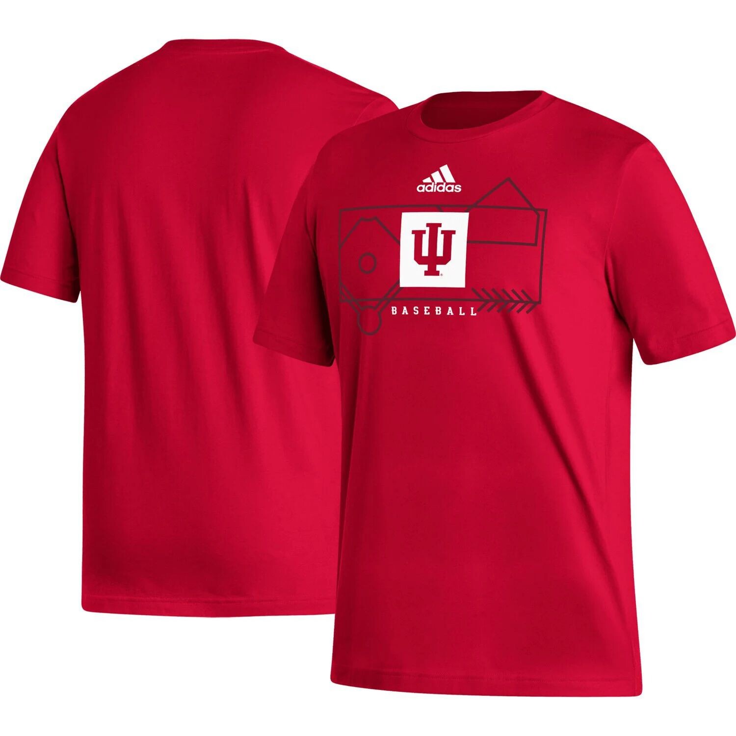 

Мужская малиновая футболка Indiana Hoosiers Locker Lines Basketball Fresh adidas, Красный