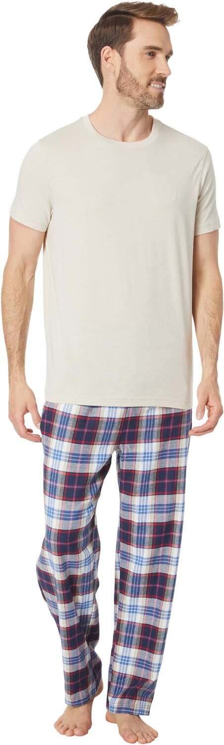 

Фланелевые пижамные брюки в клетку Nautica, цвет Oatmeal Heather