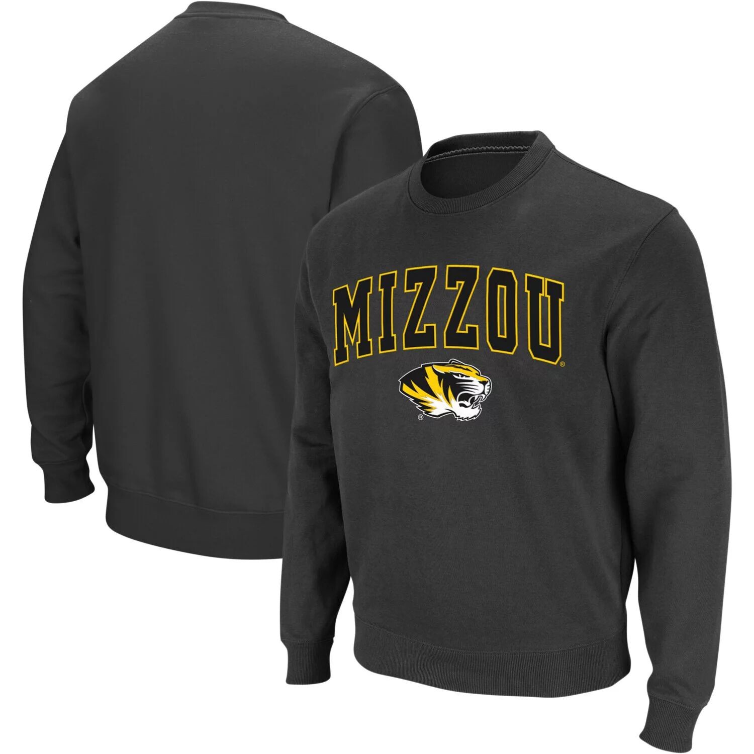 

Мужской темно-серый свитшот с круглым вырезом Missouri Tigers Arch & Logo Colosseum
