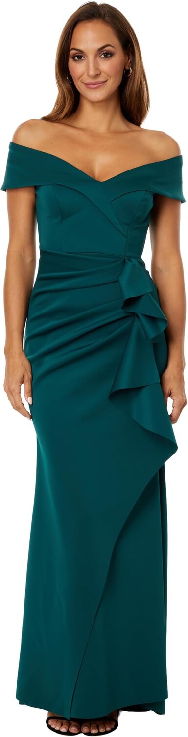 

Платье Long Over-the-Shoulder Ruffle XSCAPE, цвет Hunter