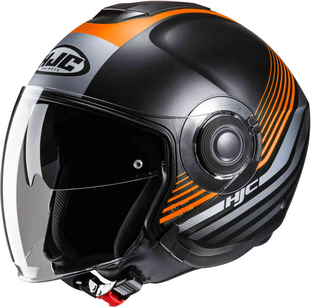 i40N Дова Реактивный шлем HJC, черный/оранжевый/серебристый