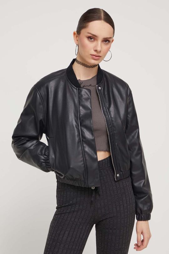 Бомбер Abercrombie & Fitch, черный женская куртка бомбер yiciya коллекция 2022 года летние куртки из искусственной кожи гоночная одежда американская бейсбольная куртка бомбер