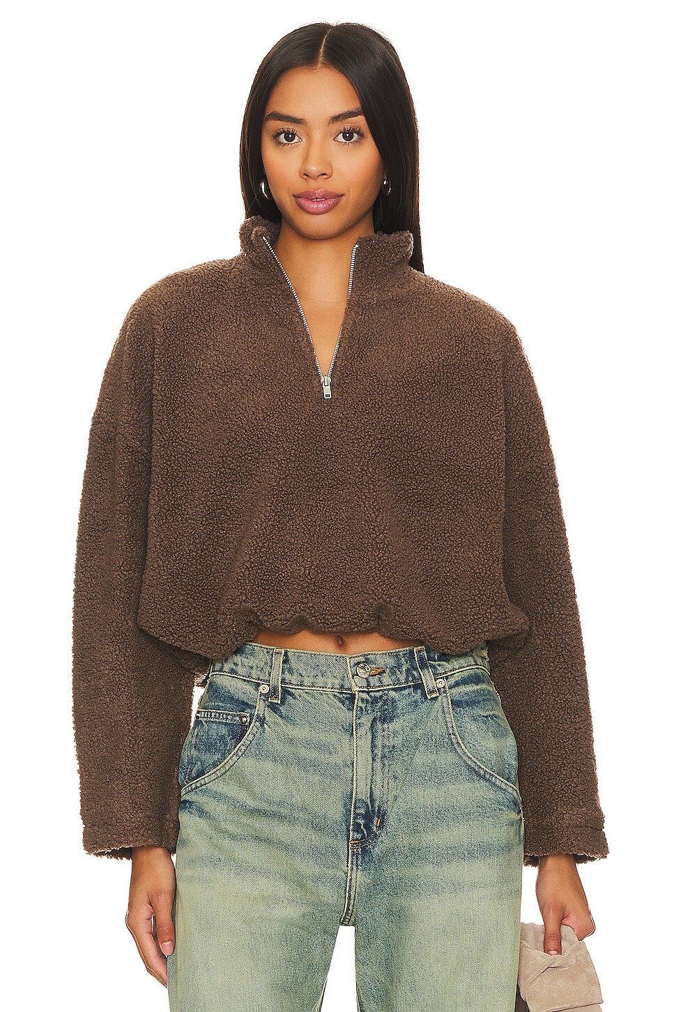 

Пуловер LNA Sherpa Half Zip, коричневый
