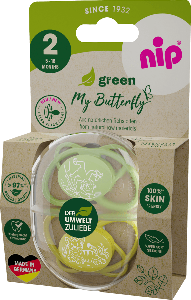 Соска зеленая My Butterfly силиконовая зеленая размер. 2 5-18 месяцев 2шт. Nip