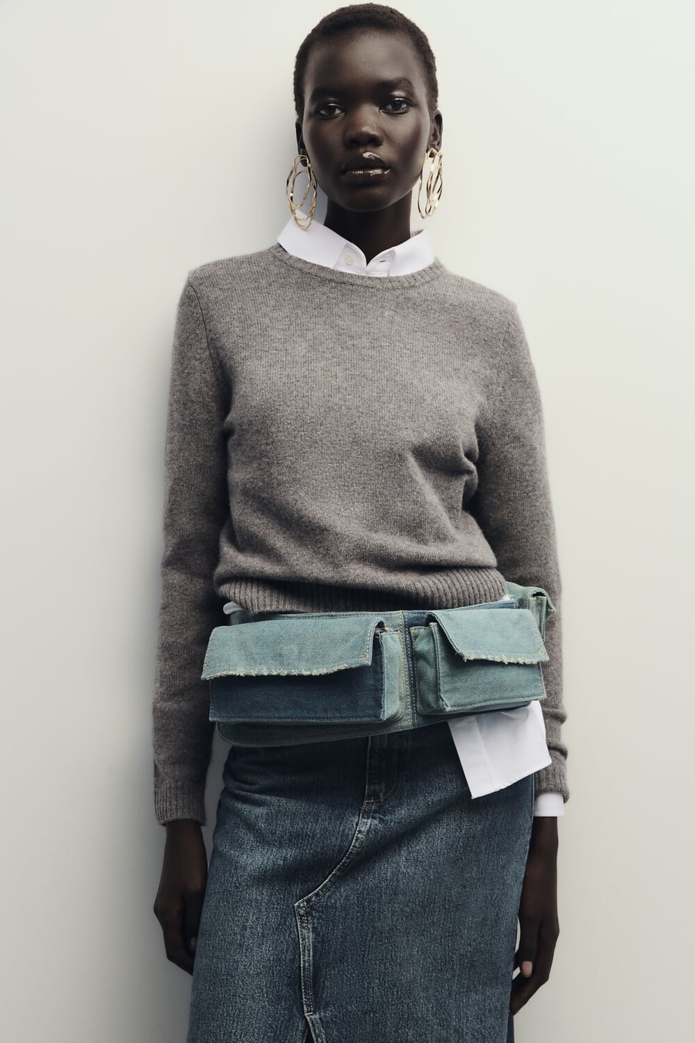 

Сумка на пояс с карманами ZARA, синий