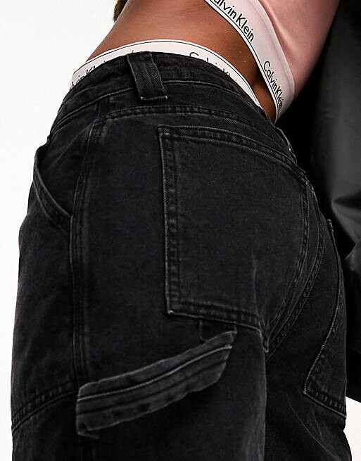 

Черные джинсы карго ASOS DESIGN