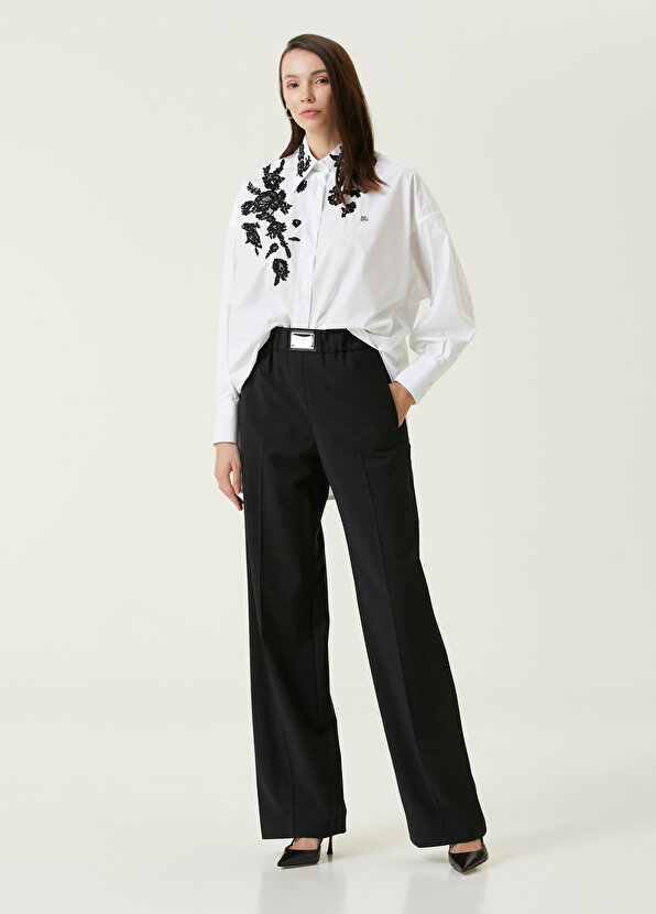 Черные шерстяные брюки с логотипом Dolce&Gabbana