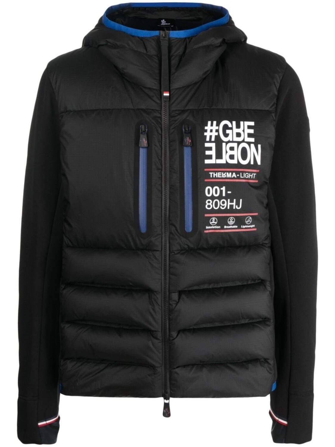 

Moncler Grenoble стеганая куртка с капюшоном и логотипом, черный