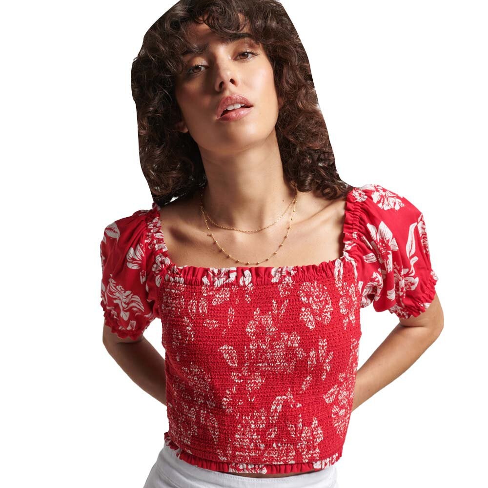 

Топ Superdry Vintage Smocked Crop, красный