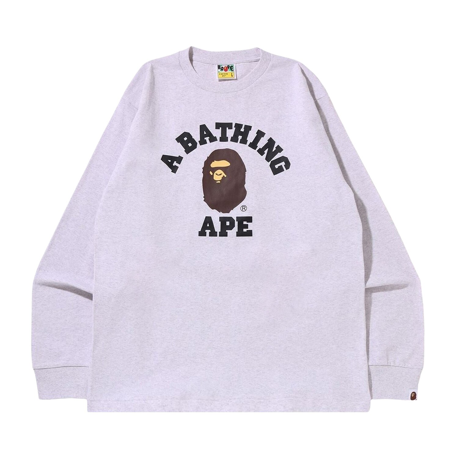 Футболка с длинными рукавами BAPE College, серая футболка bape college серая