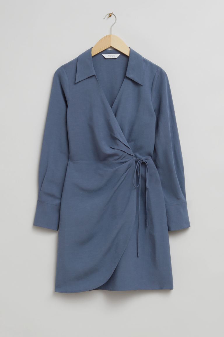 Платье-Рубашка длины мини и другие истории H&M, синий платье рубашка с запахом h
