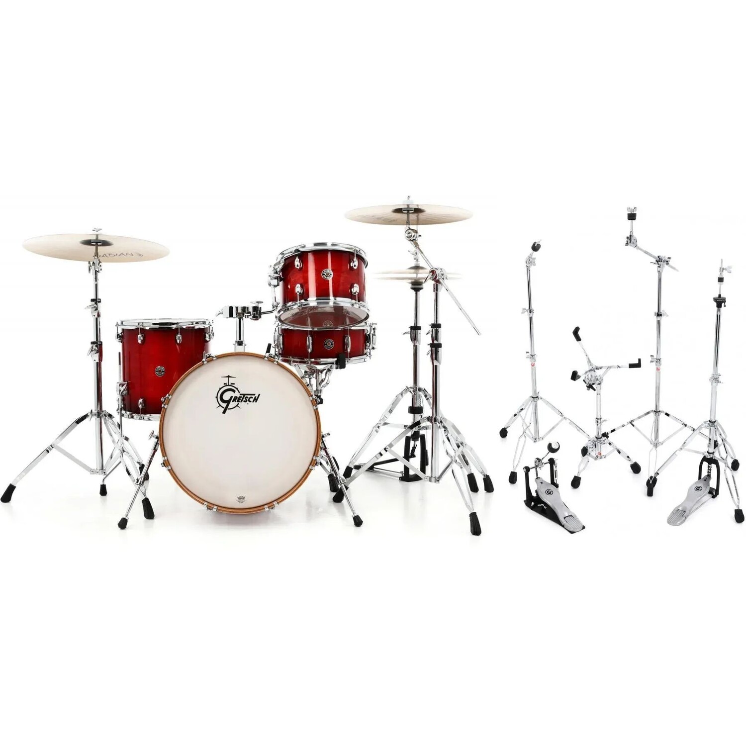 

Gretsch Drums Catalina Club CT1-J404 Набор из 4 предметов с малым барабаном и комплектом оборудования — Gloss Crimson Burst