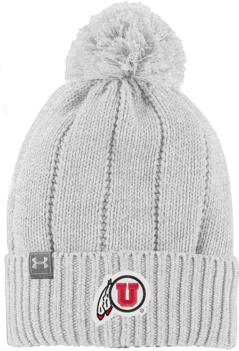 

Женская вязаная шапка Under Armour Utah Utes Silver Heather с помпонами
