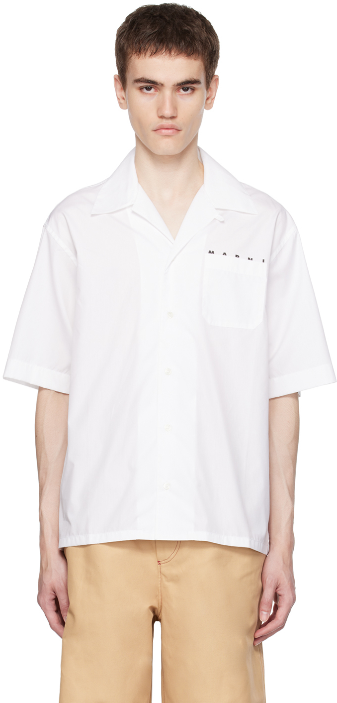 Белая рубашка с принтом Лилия Marni