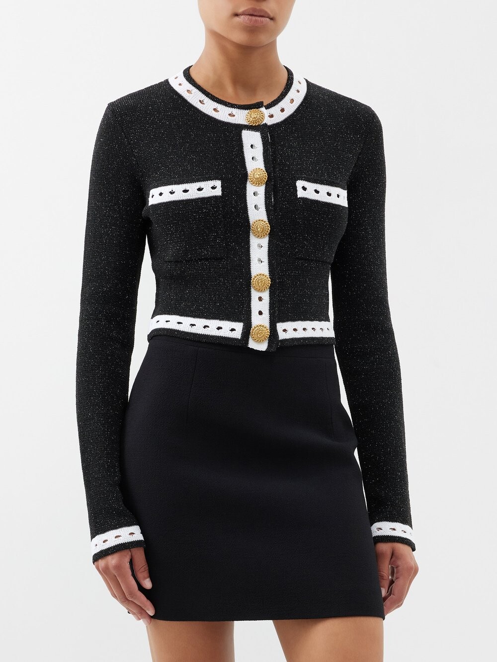 

Кардиган из смесовой шерсти вязки с люрексом Balmain, черный