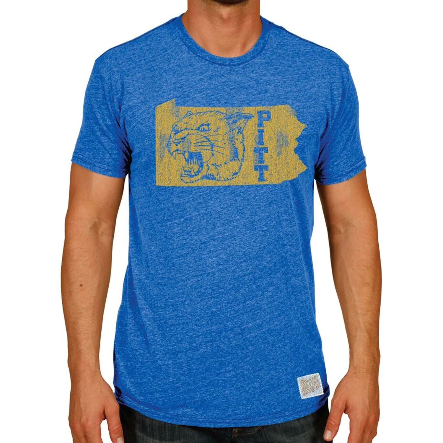

Мужская оригинальная ретро-брендовая футболка Heather Royal Pitt Panthers Vintage State Tri-Blend