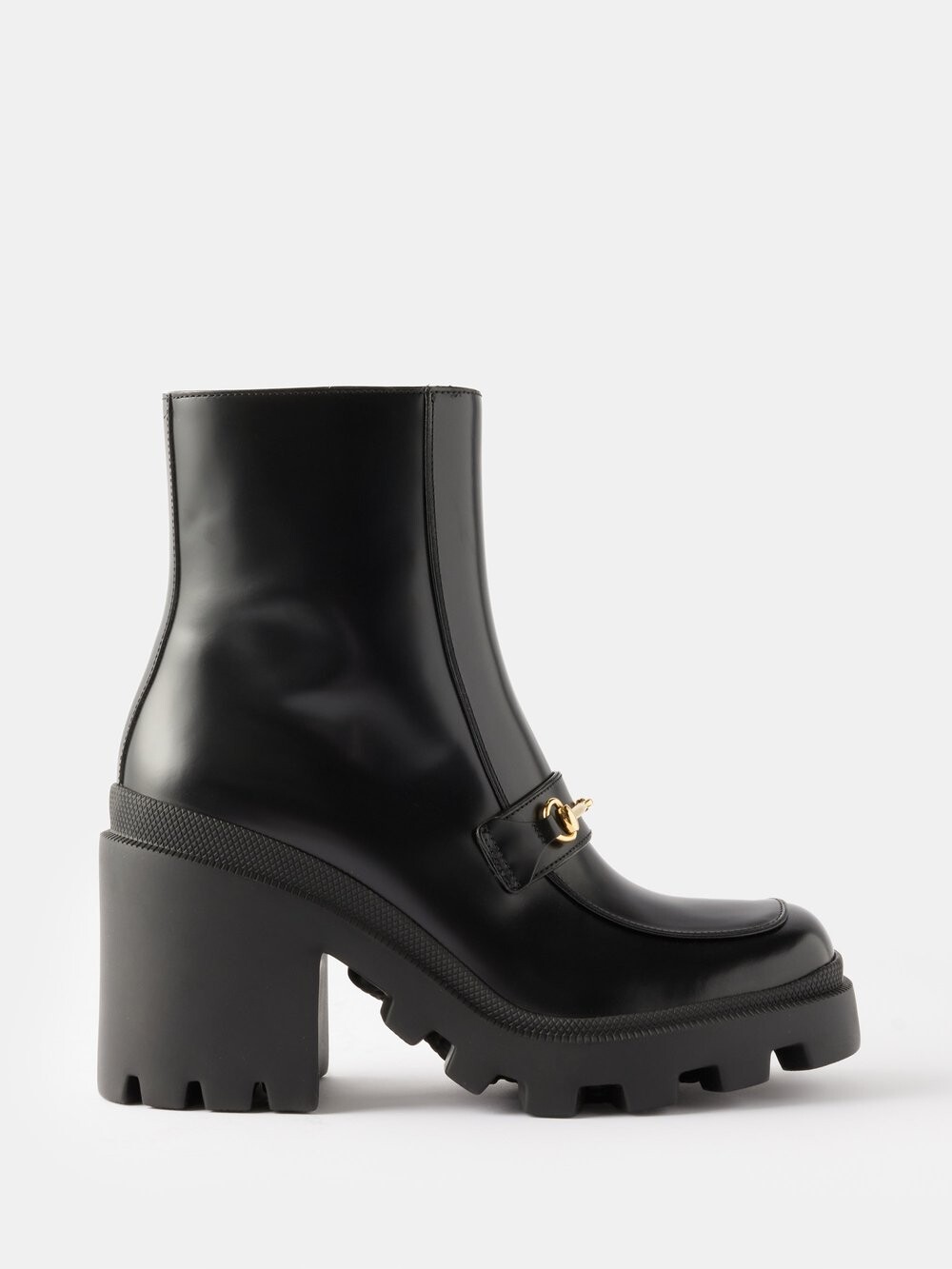

Кожаные ботинки horsebit 70 Gucci, черный