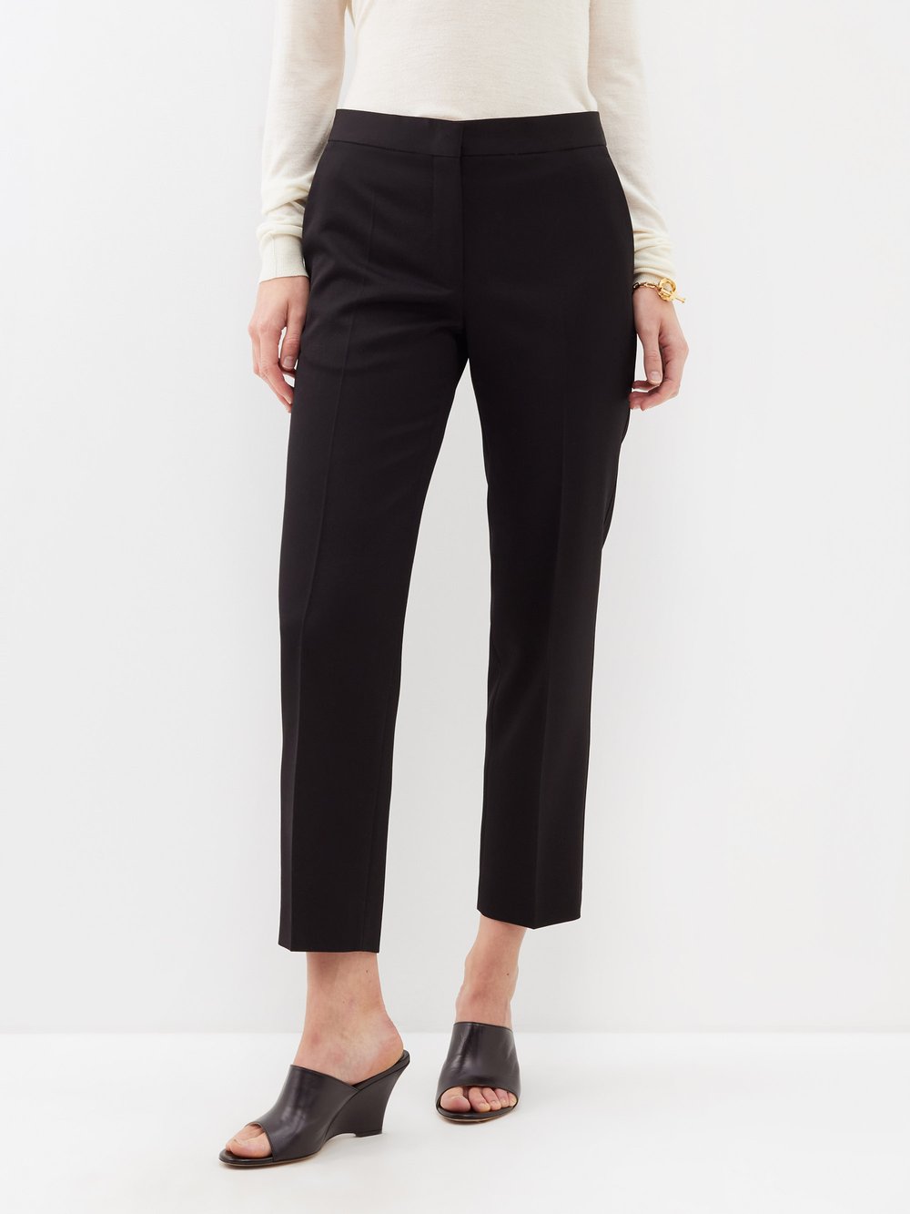 Укороченные брюки de poudre из шерстяной ткани Jil Sander, черный