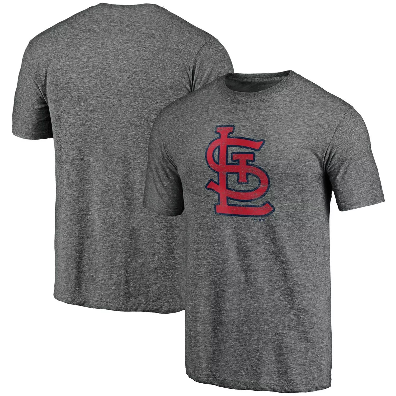 

Мужская футболка с фирменным логотипом Fanatics, серая, из трех смесей St. Louis Cardinals Weathered с официальным логотипом, Серый