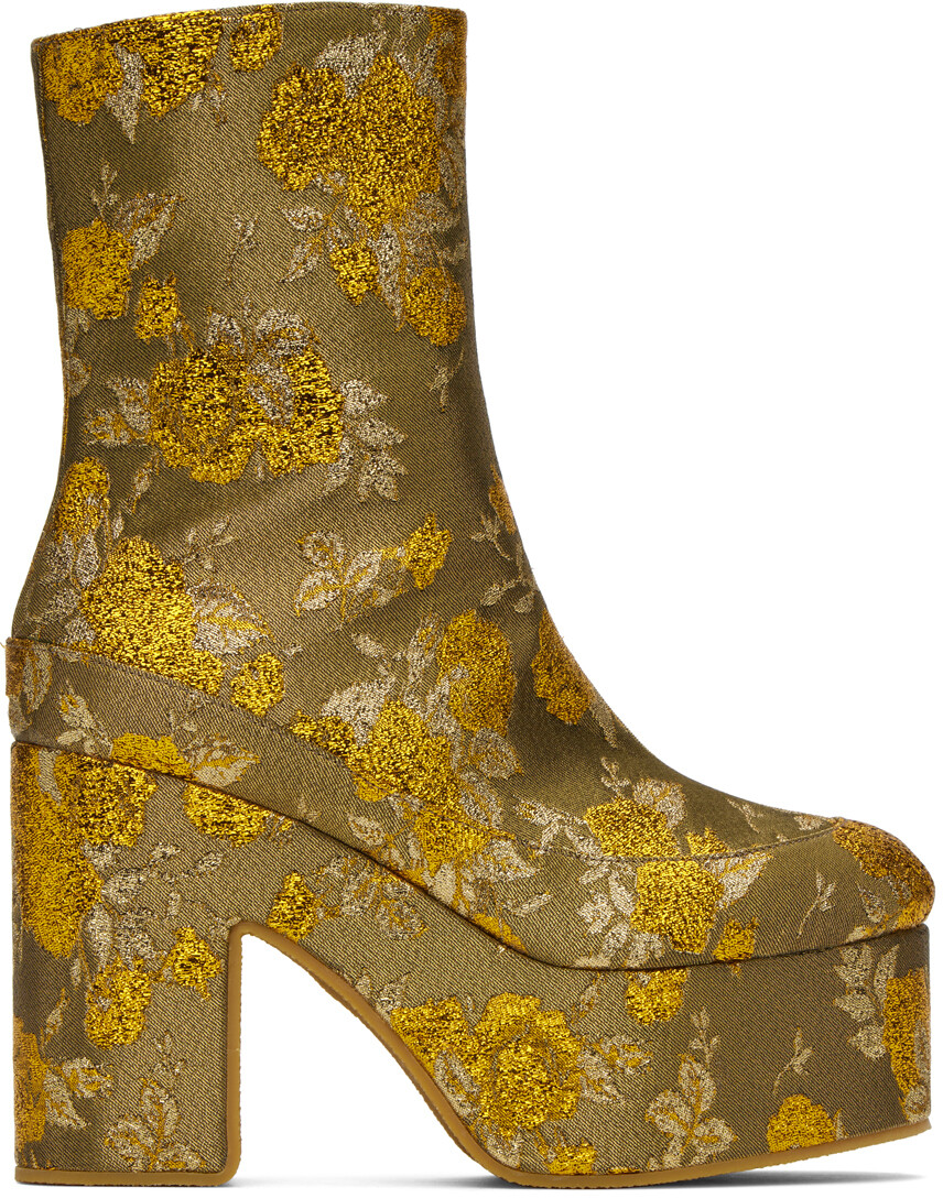 

Золотые жаккардовые ботинки Dries Van Noten