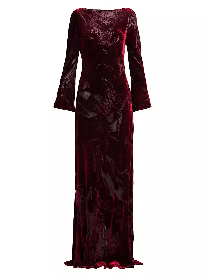 

Бархатное платье с длинными рукавами Alberta Ferretti, красный