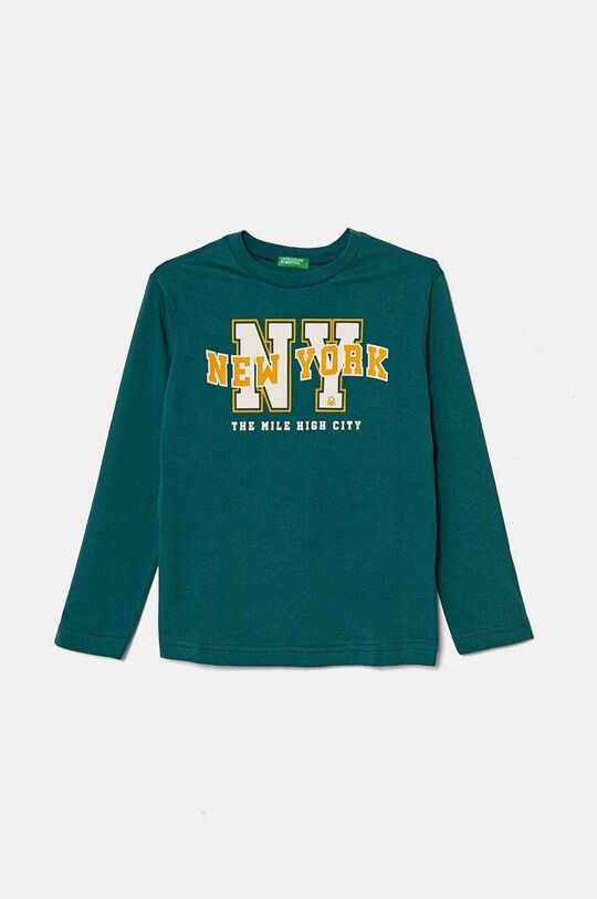 

Детская хлопковая рубашка с длинным рукавом United Colors of Benetton, зеленый