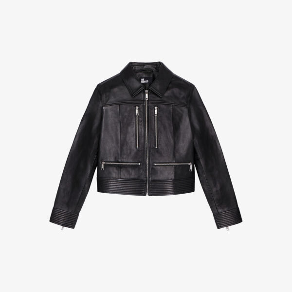 

Кожаная куртка с несколькими карманами на молнии The Kooples, черный