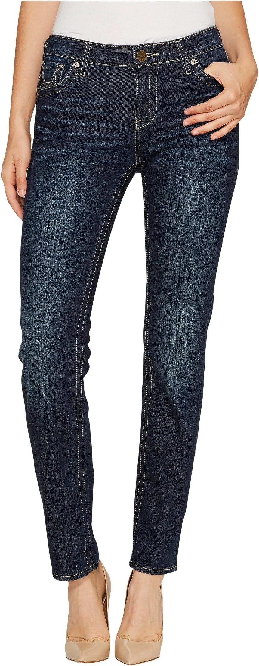 Джинсы Stevie Straight Leg Jeans KUT from the Kloth, цвет Wise Wash w/ Eur цена и фото