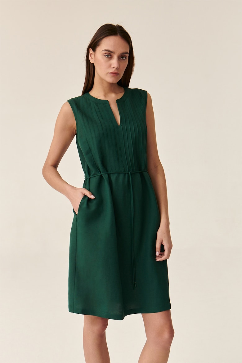 Короткое расклешенное платье из льна Tatuum, зеленый