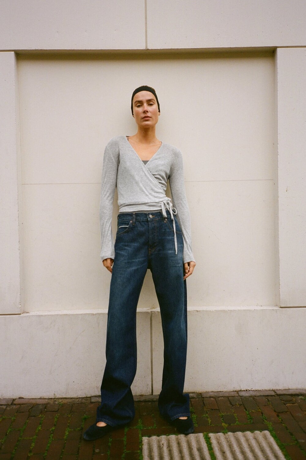 

Мягкий топ с завязками ZARA, серый мергель