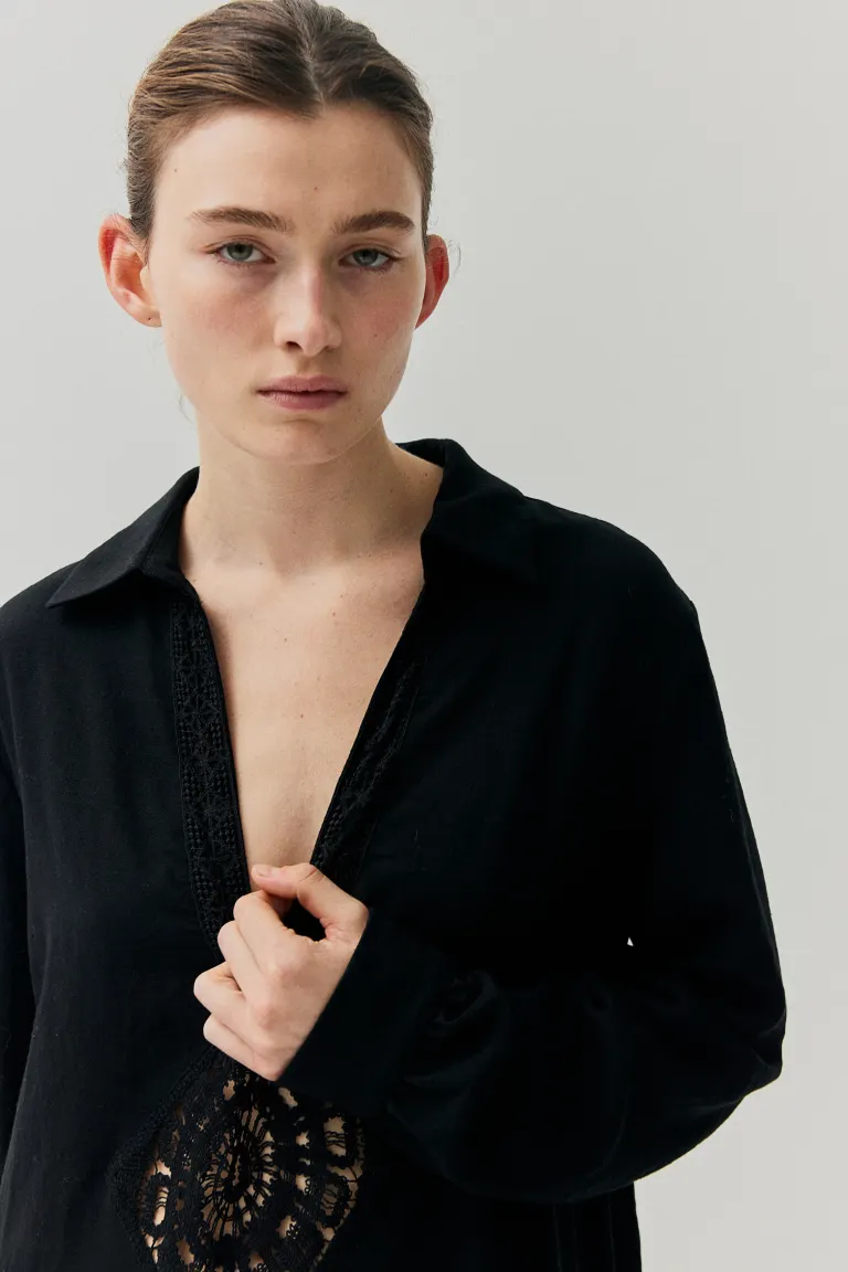 

Платье с кружевом H&M, черный