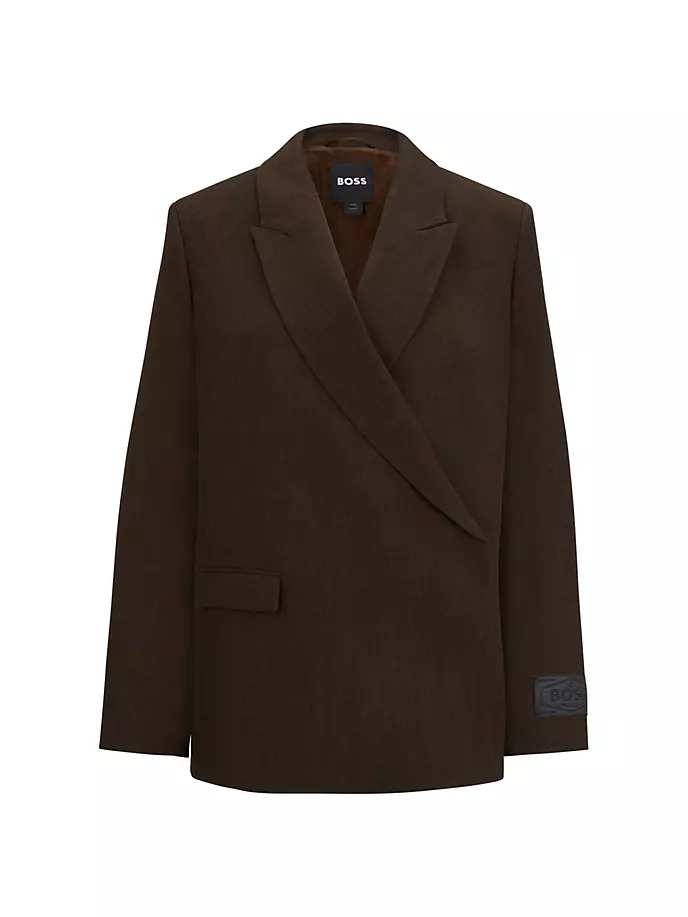 

Блейзер из крепа из натуральной шерсти со потайной застежкой Boss, цвет dark brown