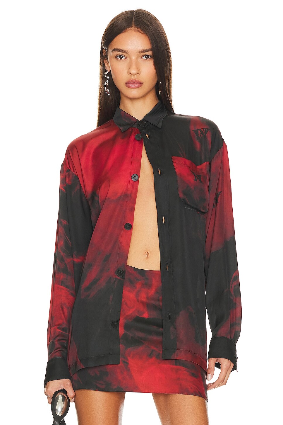 

Рубашка Hardware LDN Smoke Print Silk, цвет Black & Red