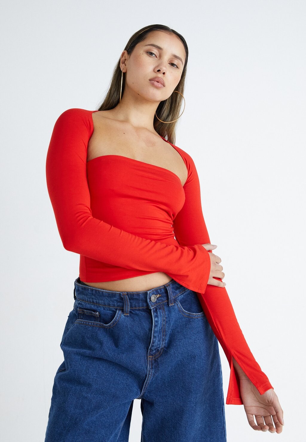 

Футболка с длинными рукавами Soft Touch Square Neck Gina Tricot, цвет high risk red
