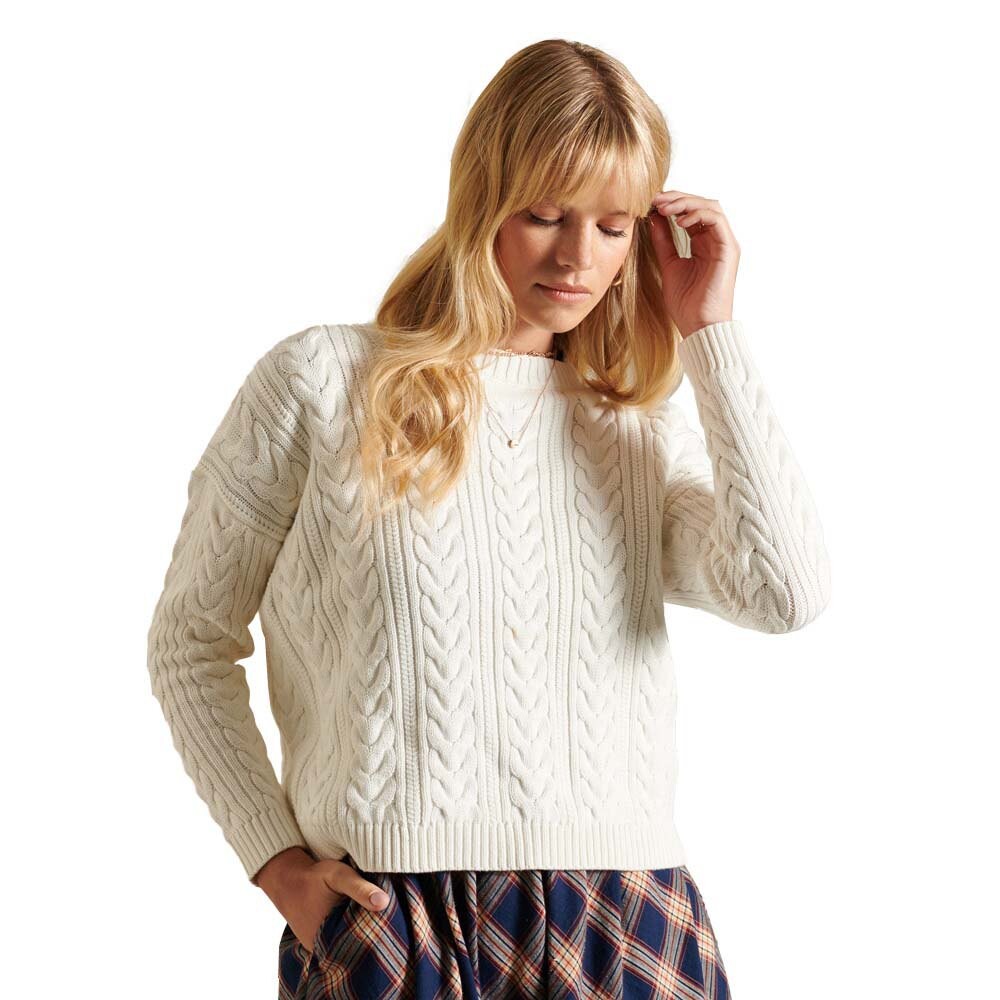 

Свитер Superdry Dropped Shoulder Cable Crew, белый