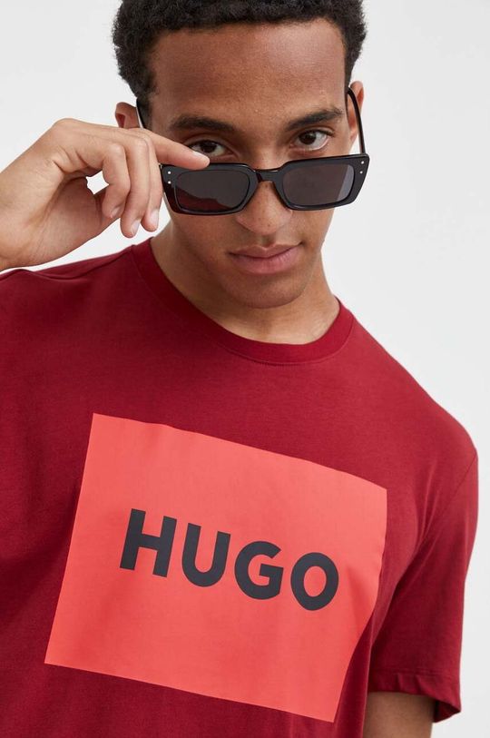 Хлопковая футболка Hugo, гранат