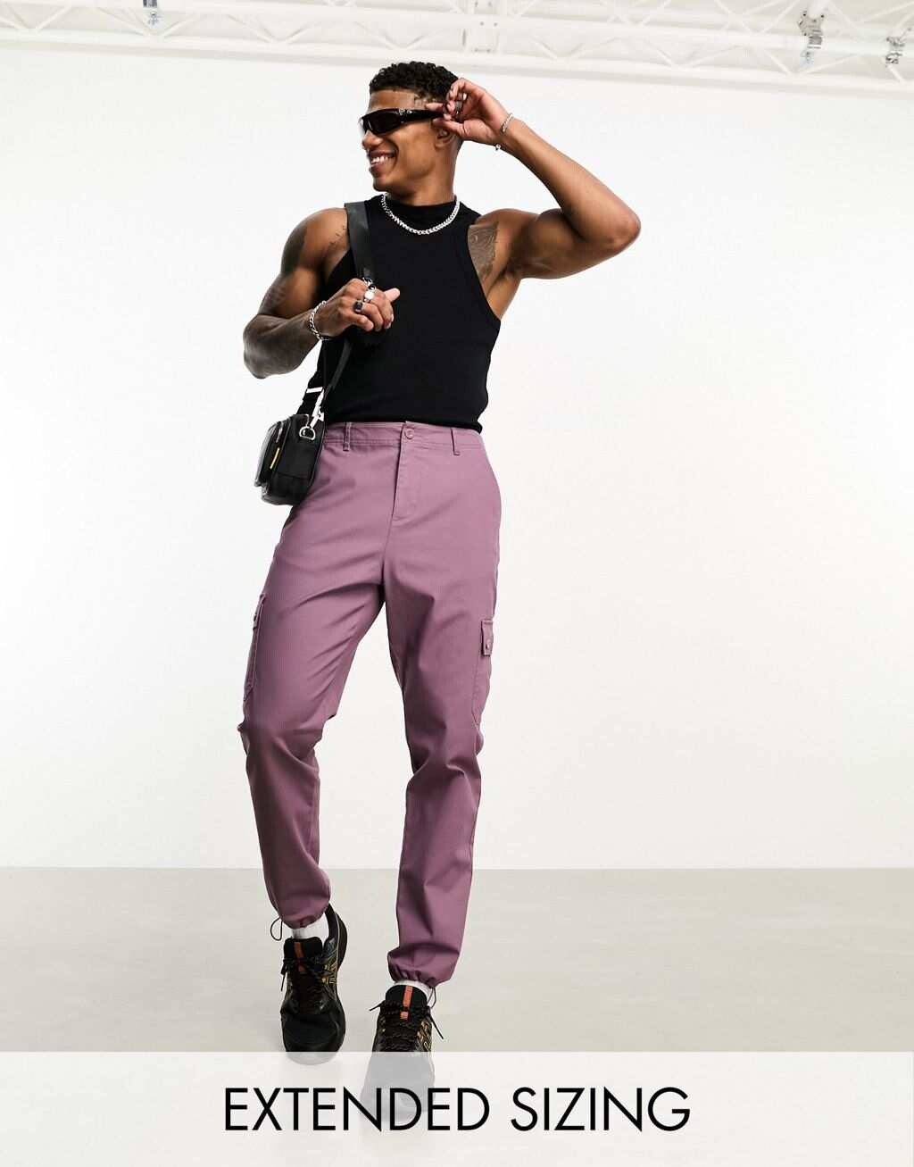 

Фиолетовые зауженные брюки карго ASOS DESIGN, Фиолетовый