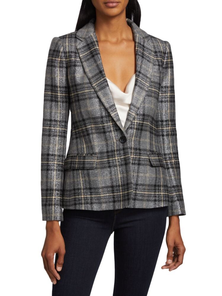 

Клетчатый пиджак с узкими лацканами Diana L'Agence, цвет Metallic Multi Plaid