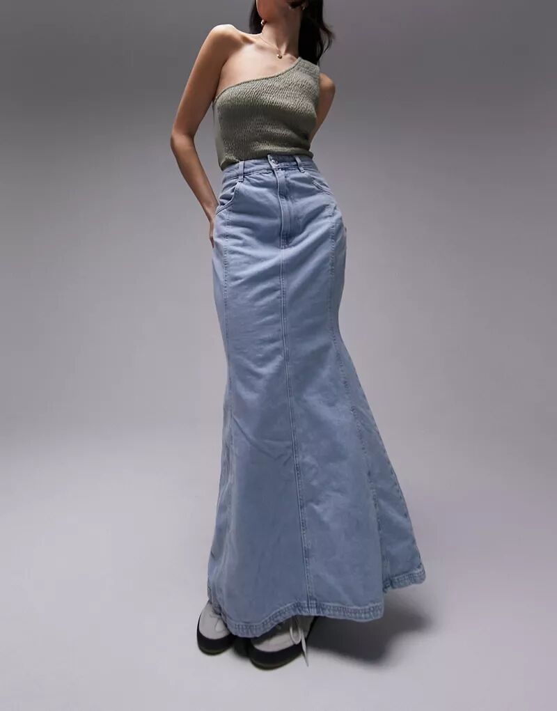 цена Джинсовая юбка с завышенной талией Topshop