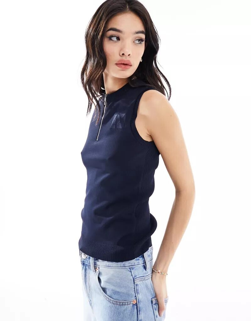 

Темно-синяя вязаная майка с полумолнией Armani Exchange