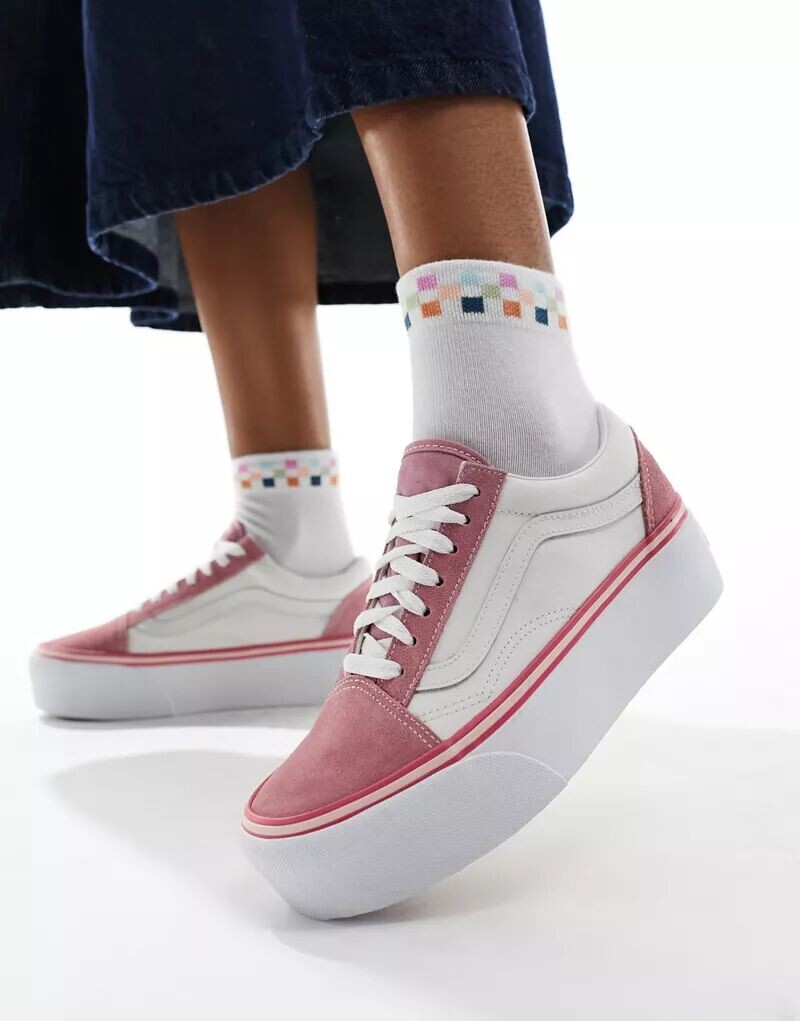 

Розово-белые кроссовки Vans Old Skool Stackform