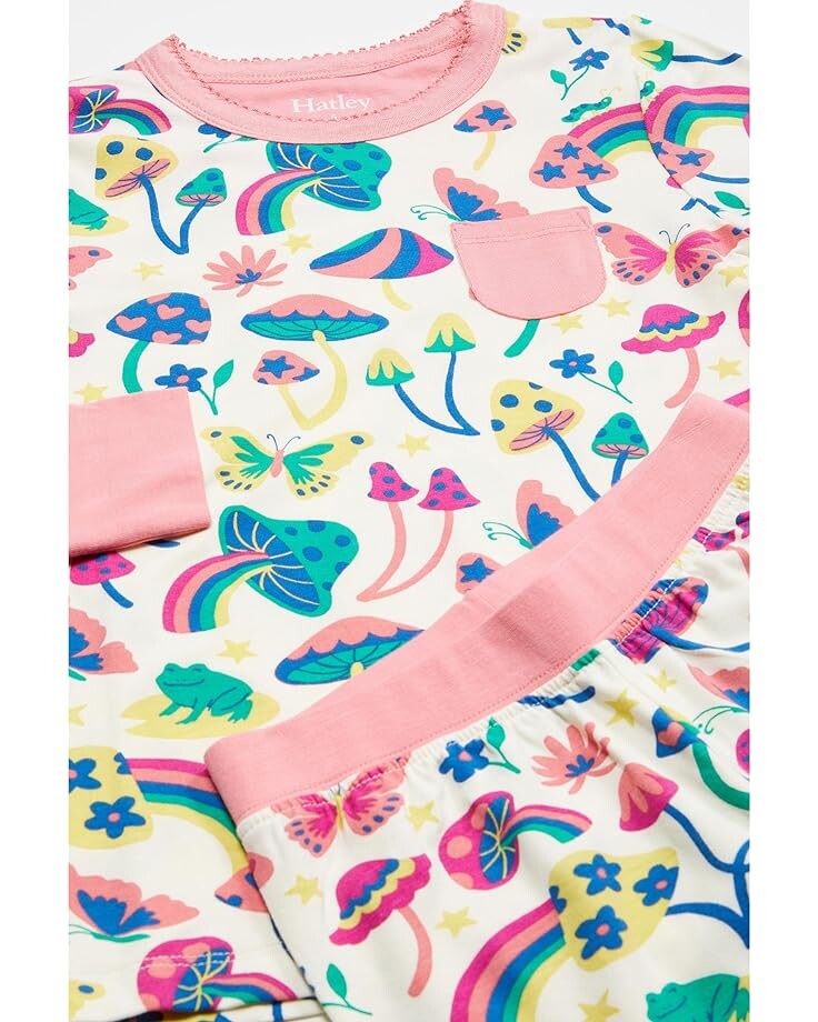 

Пижамный комплект Hatley Groovy Mushroom Bamboo Pajama Set, естественный
