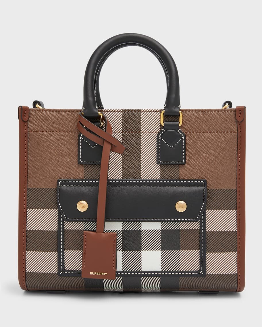 

Кожаная большая сумка Freya в клетку Burberry