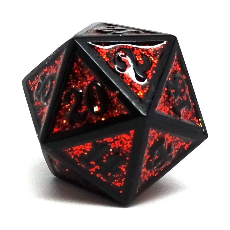 

Металл d20 — героический кубик металлического блеска — красный с черным, Dice - Metal Single Dice (Easy Roller Dice)