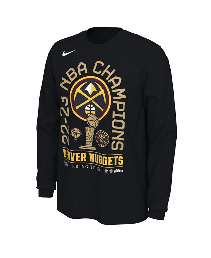

Мужская черная футболка с длинным рукавом Denver Nuggets 2023 NBA Finals Champions Locker Room Nike, черный
