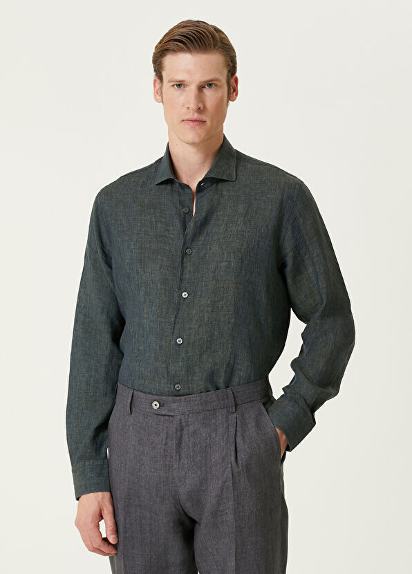 

Льняная рубашка удобного кроя Beymen Collection, зеленый