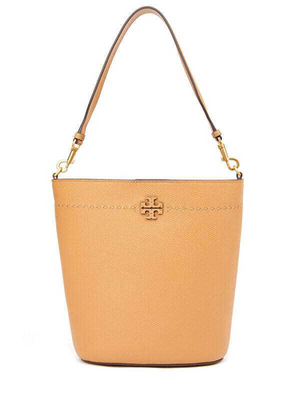 

Темно-бежевая женская кожаная сумка с логотипом Tory Burch