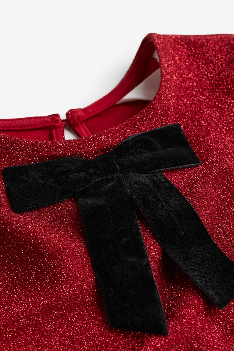 

Блестящее платье с лентой H&M, красный